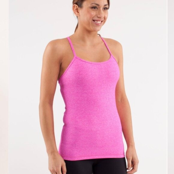 lululemon athletica Tops - Lululemon Power Y Tank Heathered Paris Pink